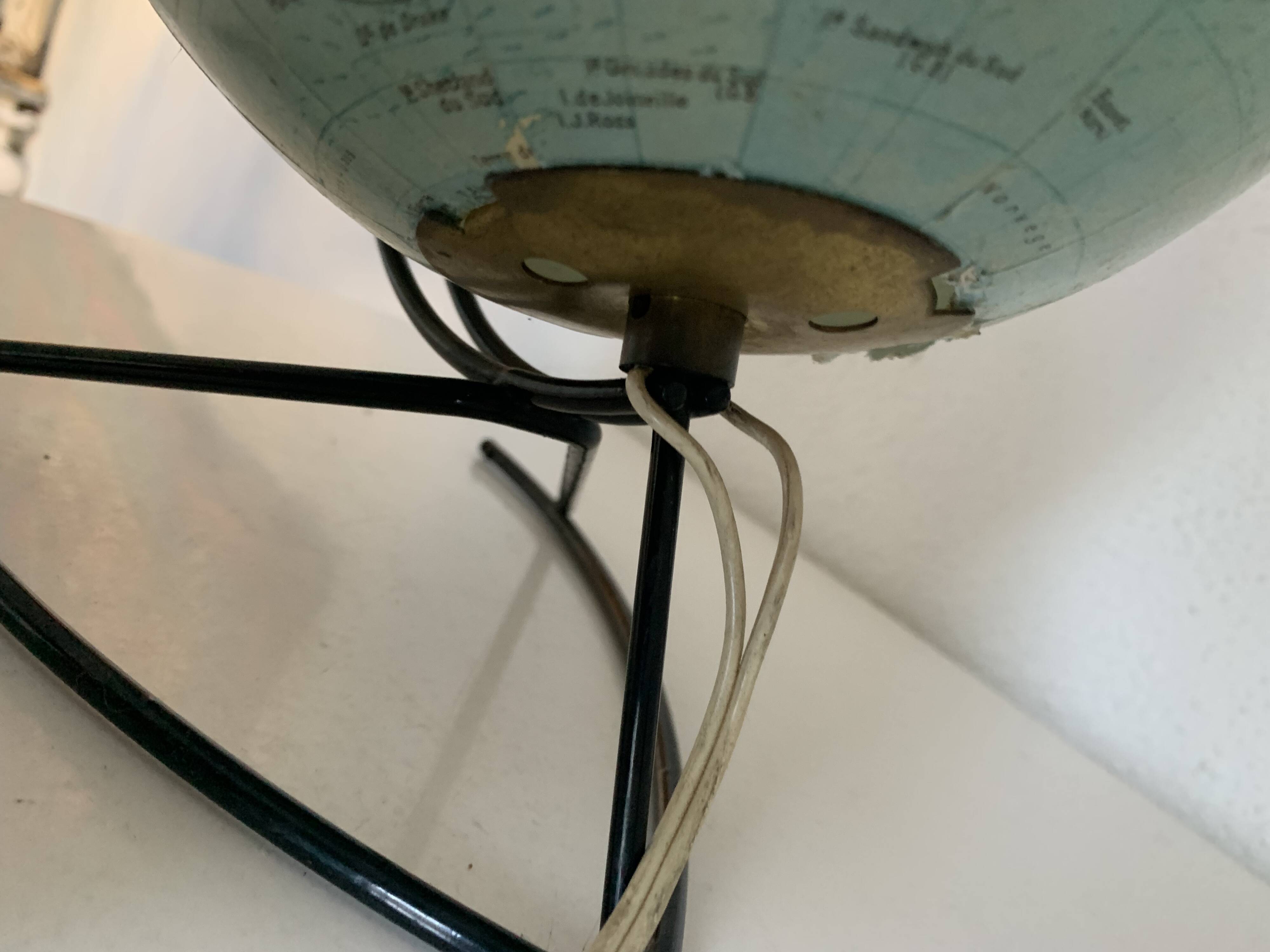 Globe vintage 1960 terrestre verre Girard et Barrère mappemonde - 27 cm