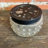 Vintage Black Metal Support + Moulded Glass Ceiling Light Fixture