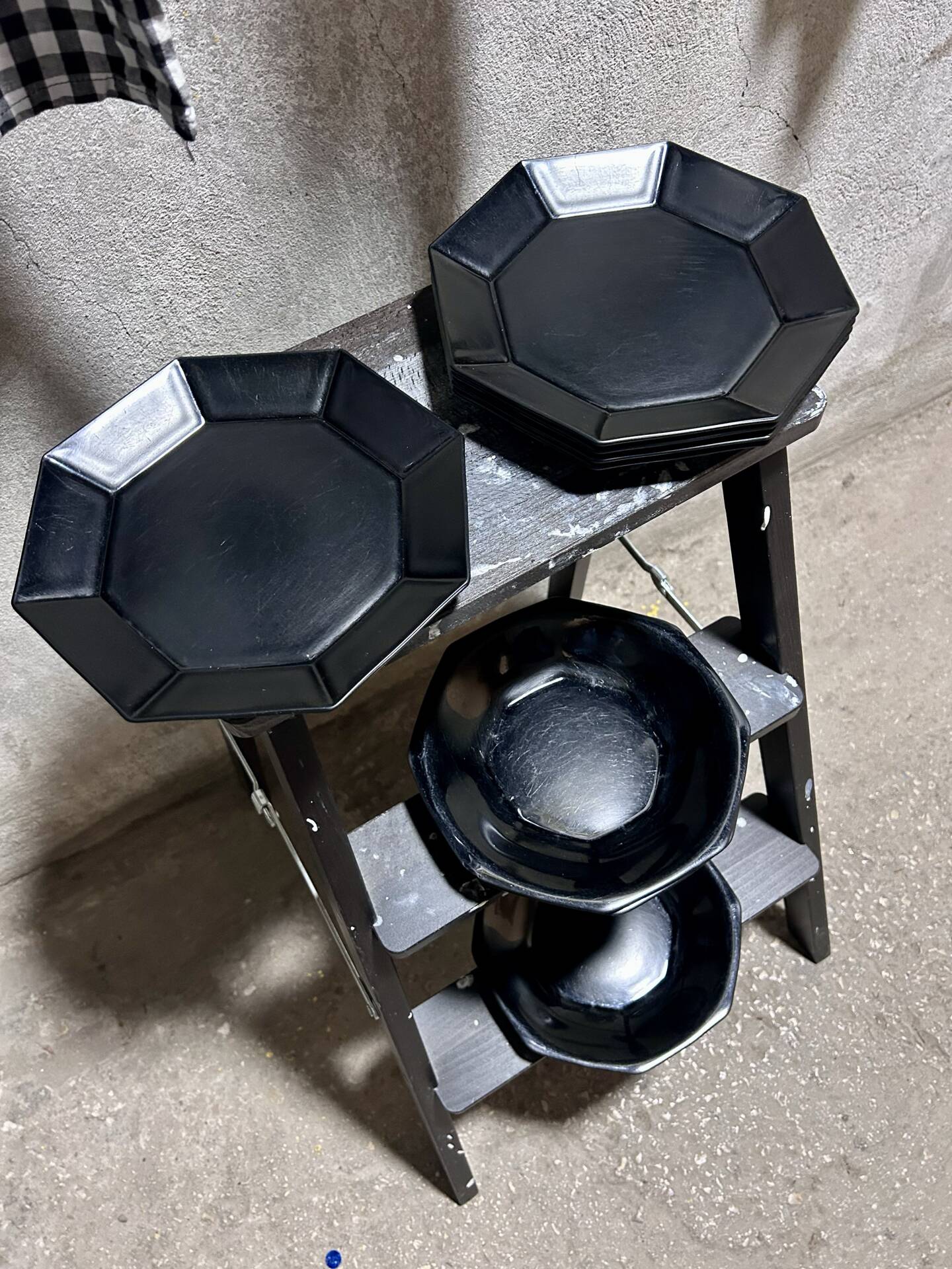 Vintage black Arcoroc plates