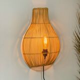 Natural rattan wall light