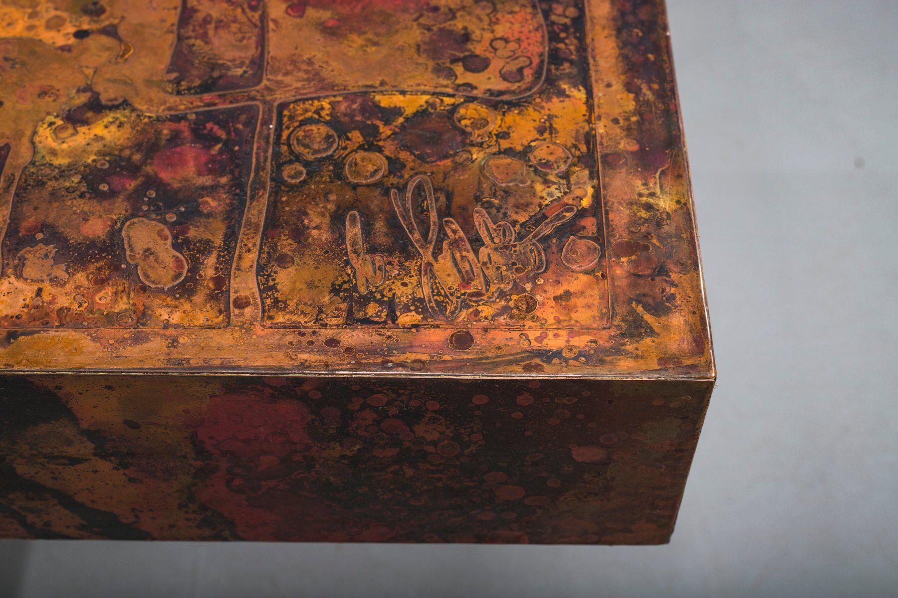 Vintage copper coffee table from Bernhard Rohne, 1970s