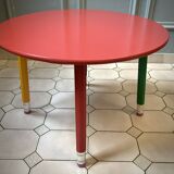 Postmodern round table, chair and bookcase by Pierre Sala 1980