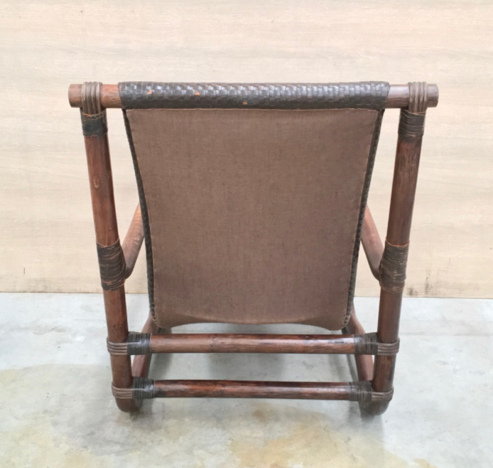 Fauteuil en bambou et en cuir