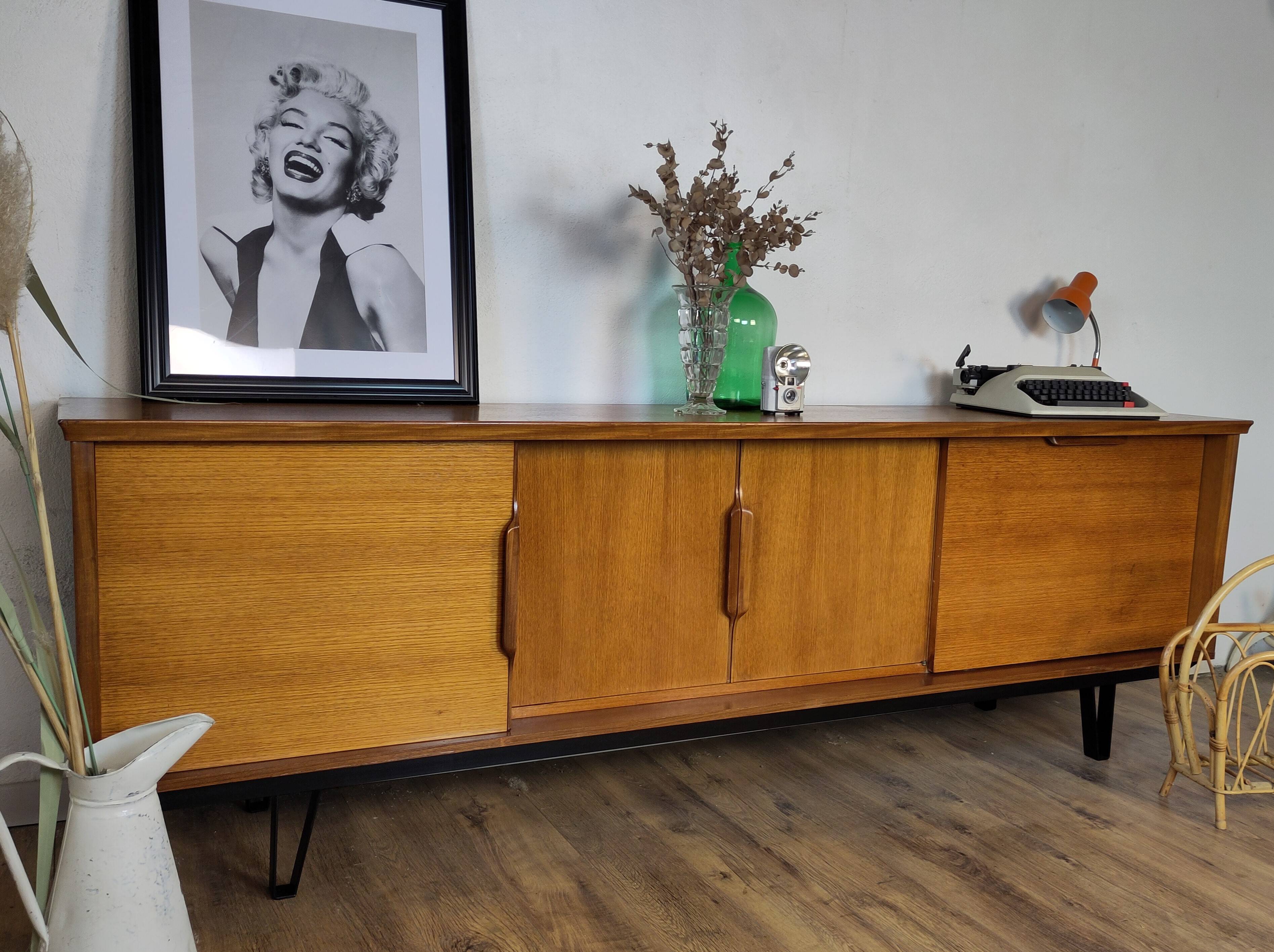Scandinavian teak and metal sideboard