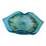 Blue and gold art deco glass dish