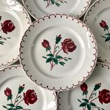Set of 6 flat plates Badonviller model pinks 30s