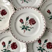 Set of 6 flat plates Badonviller model pinks 30s