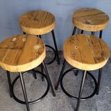 Lot 4 high bar stools wood and metal
