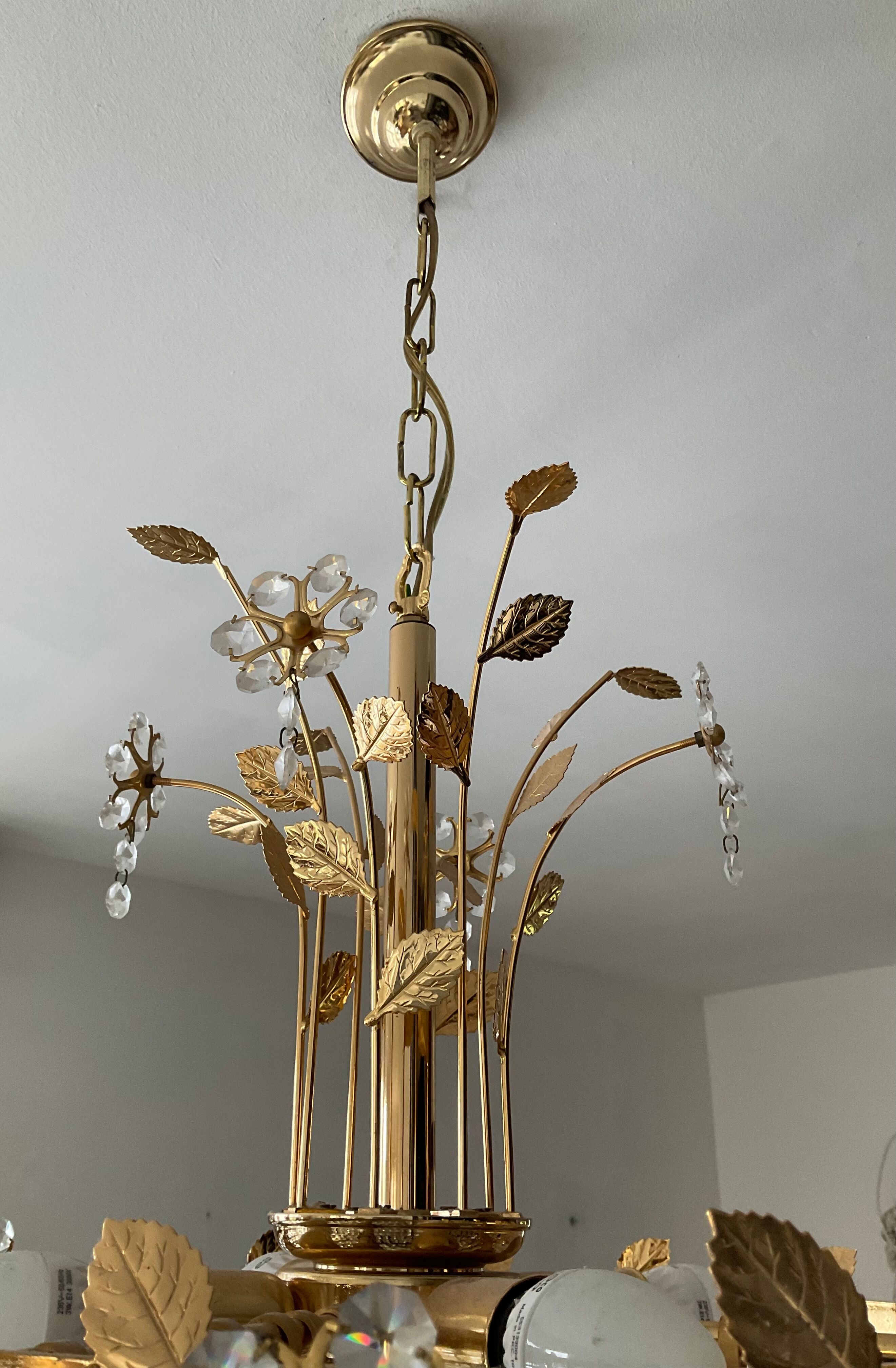 Crystal grapevine waterfall chandelier from the 70s