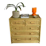Charming rattan and bamboo chest of drawers.