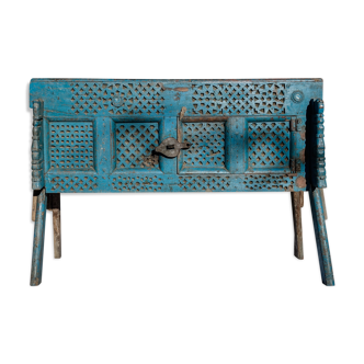 Ancien meuble indien Damchiya bleu