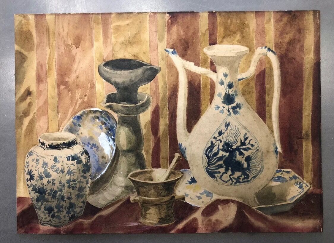 Tableau peinture alfredo müller nature morte still life