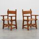 Rustic carved oak Iberian side chair, Spain ca. 1900