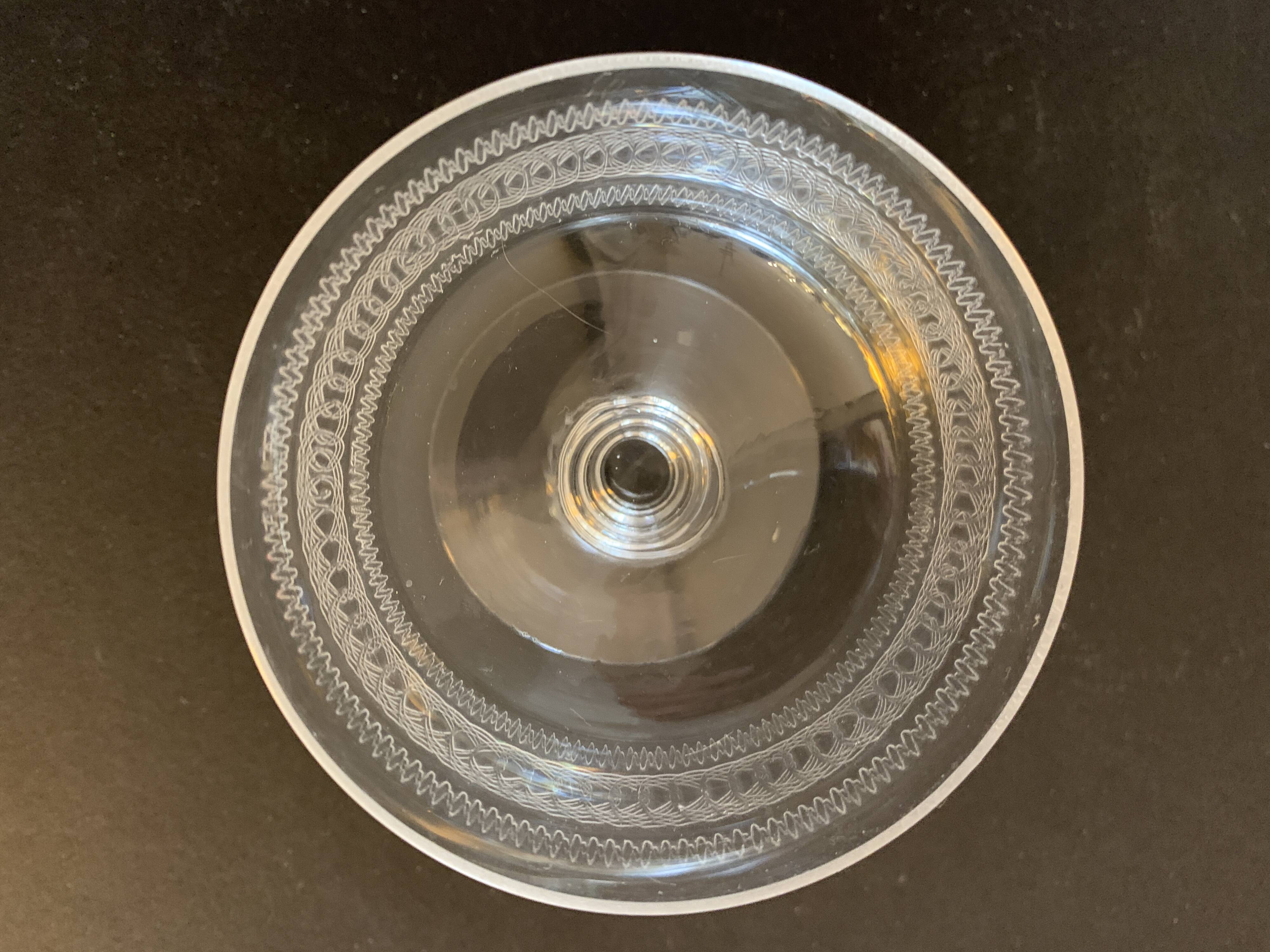 10 old crystal champagne glasses