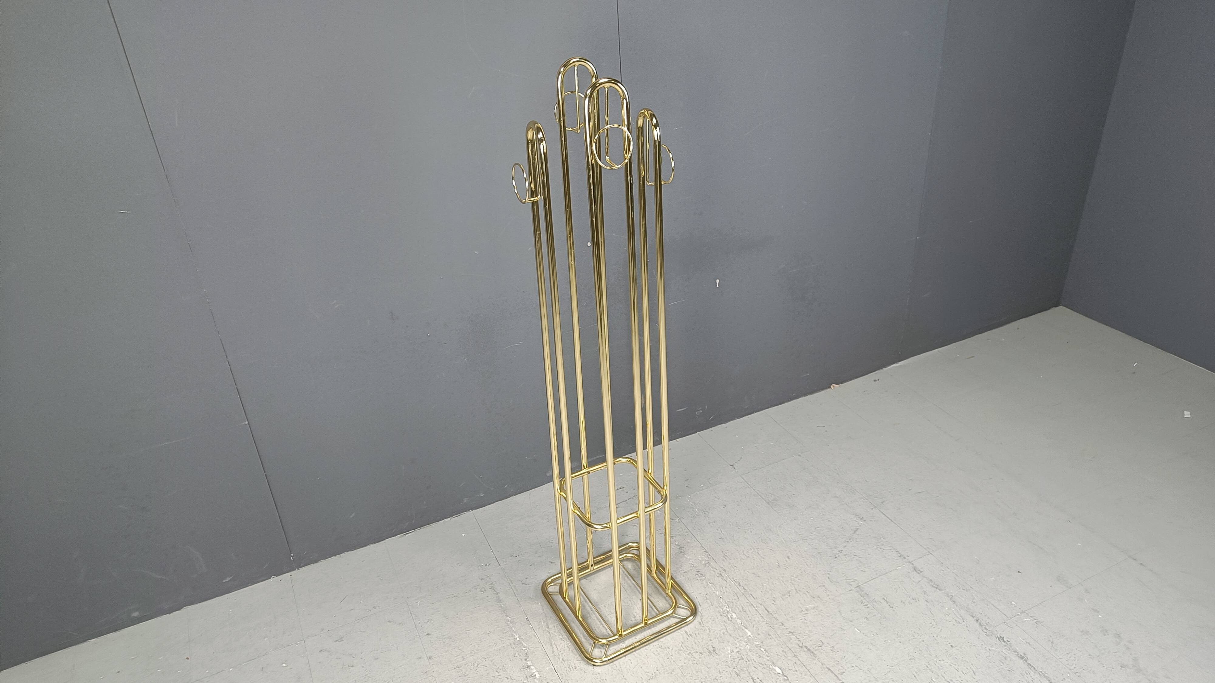 Vintage modernist brass coat stand 1970s