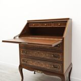Bureau ancien et ancien, marqueterie. Après rénovation professionnelle.