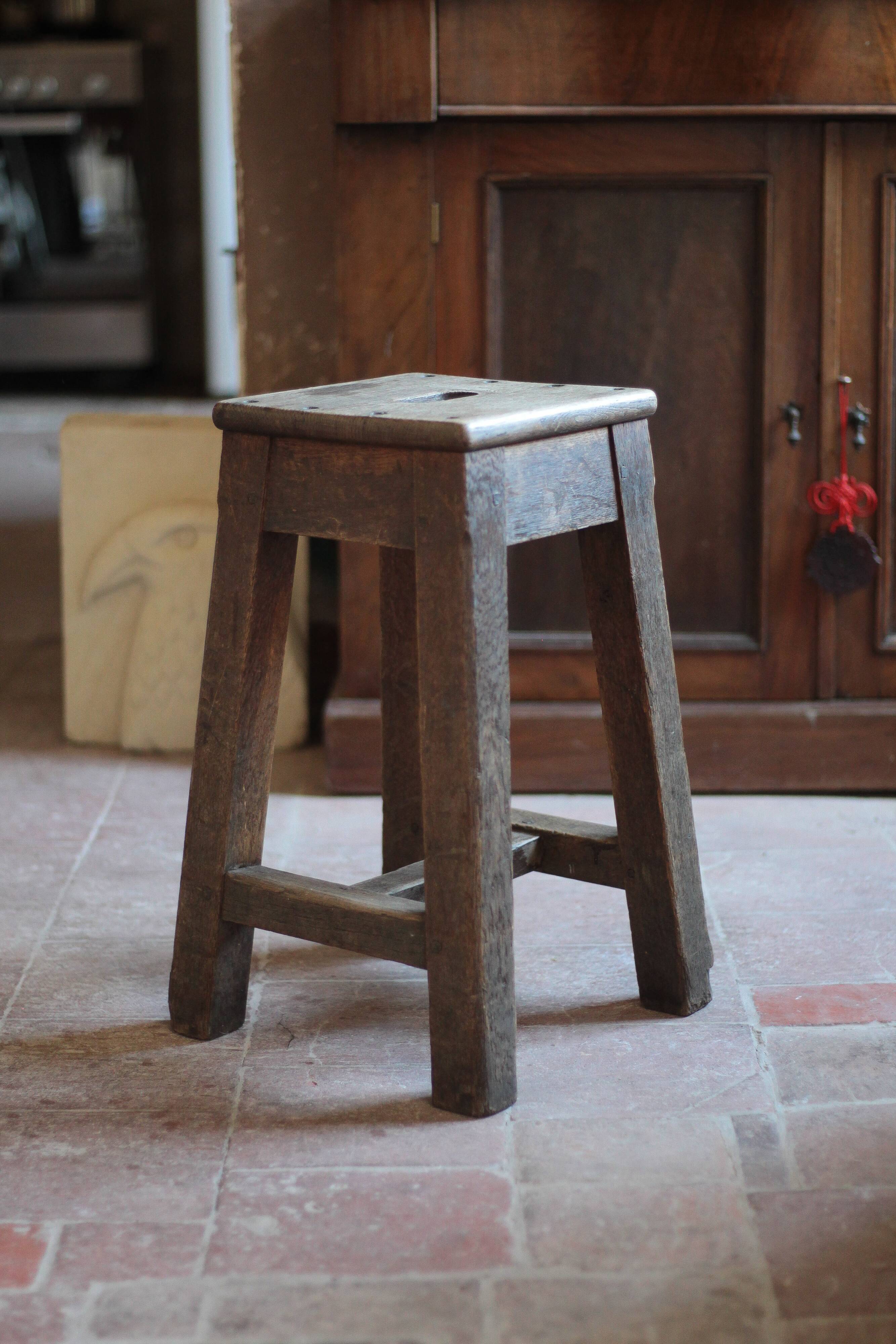 Vintage stool, solid oak stool, accent chair, decor