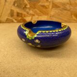 Ancien Cendrier Chinois Bronze en Émail Cloisonné Motif Fleurs Vintage