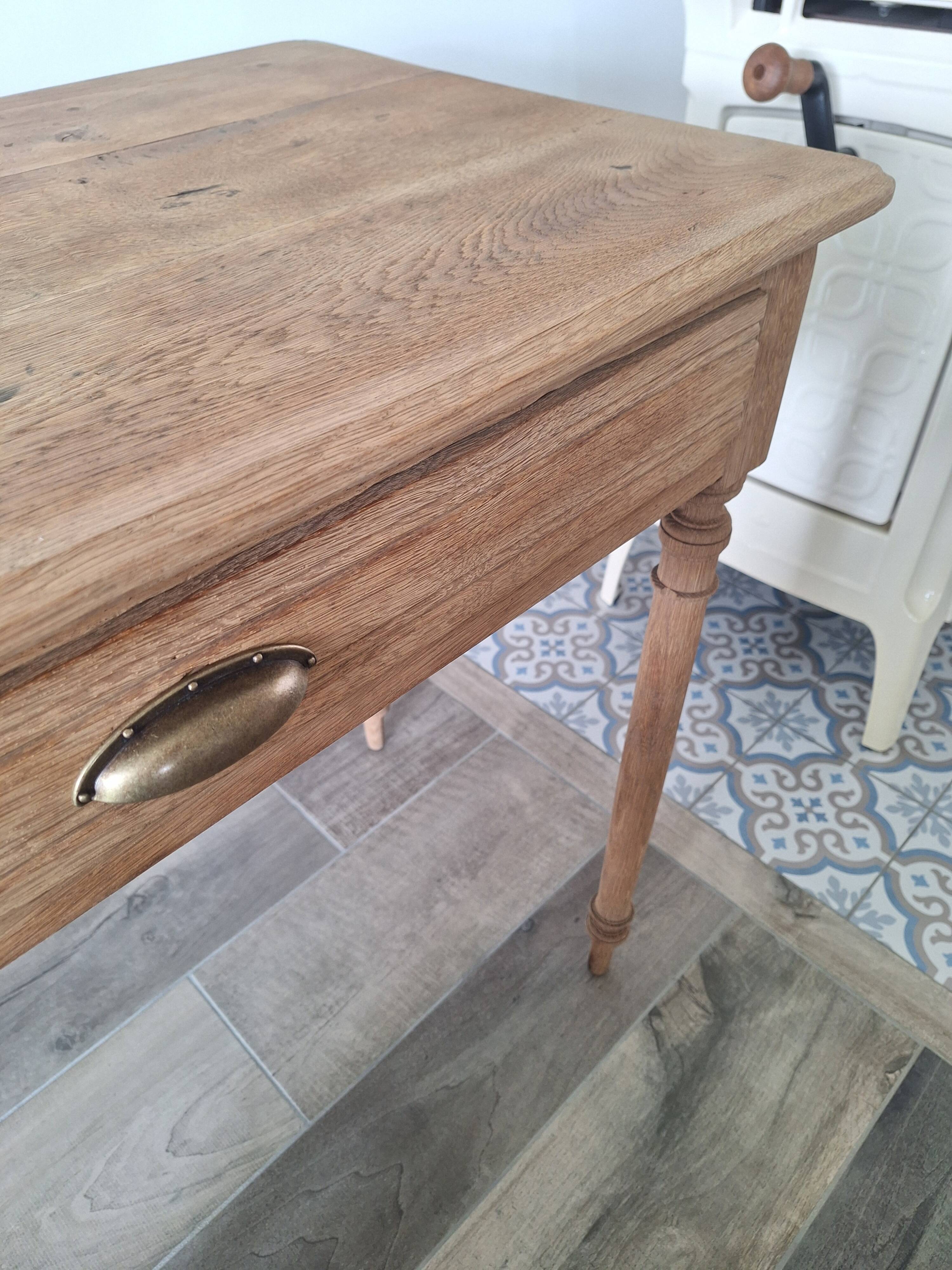 Farmhouse desk / console / side table in solid oak, country style.
