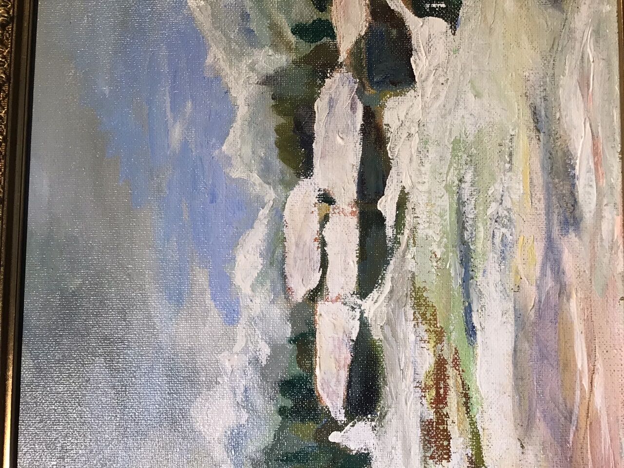 Winter landscape table under 20th century snow, stamped