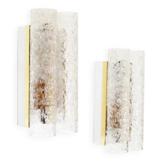 Pair of wall lamps in brass and glass by Doria Leuchten