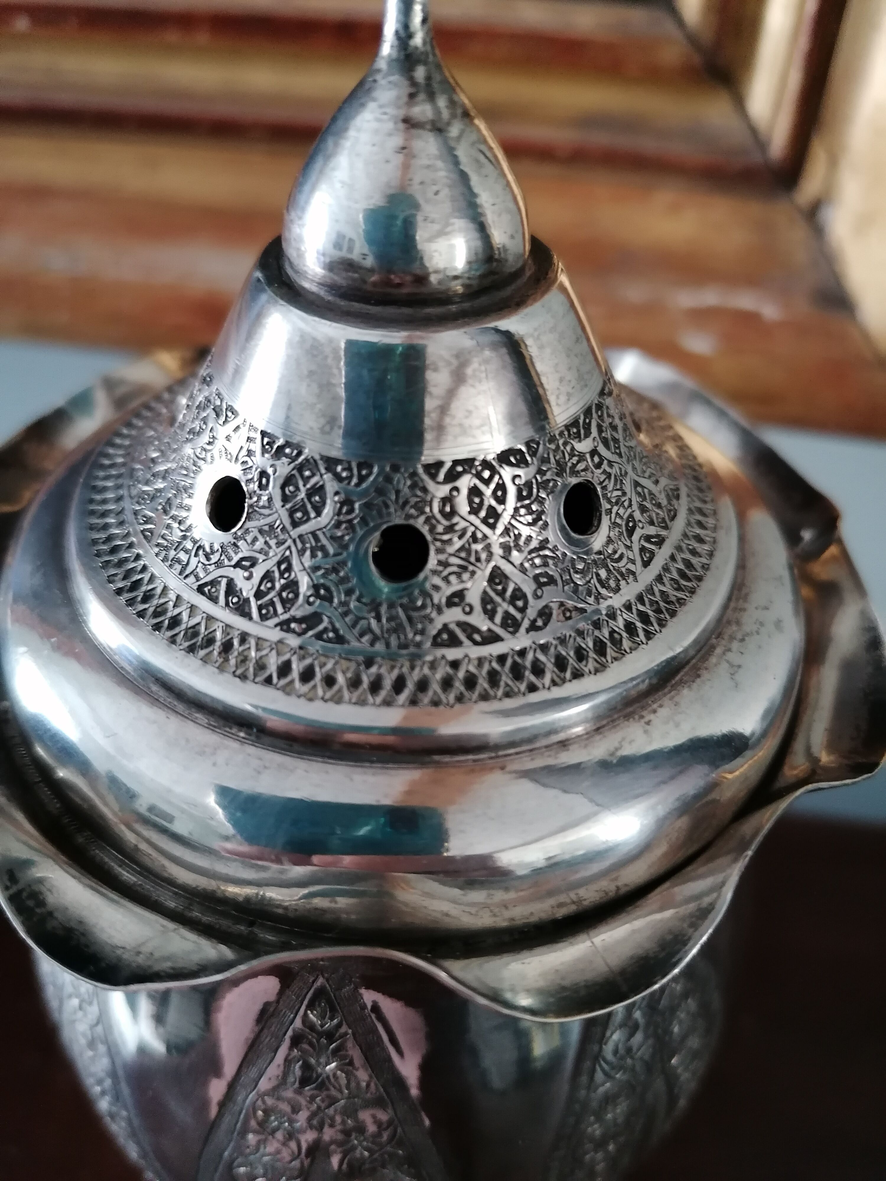 Oriental art silver metal vase