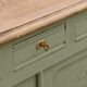 Antique art deco buffet in solid oak – pure lizard green & paint and natural wood – 121 cm