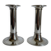 2 Elegant Vintage Mid Century Modern Silver Plated Candlestick Holders