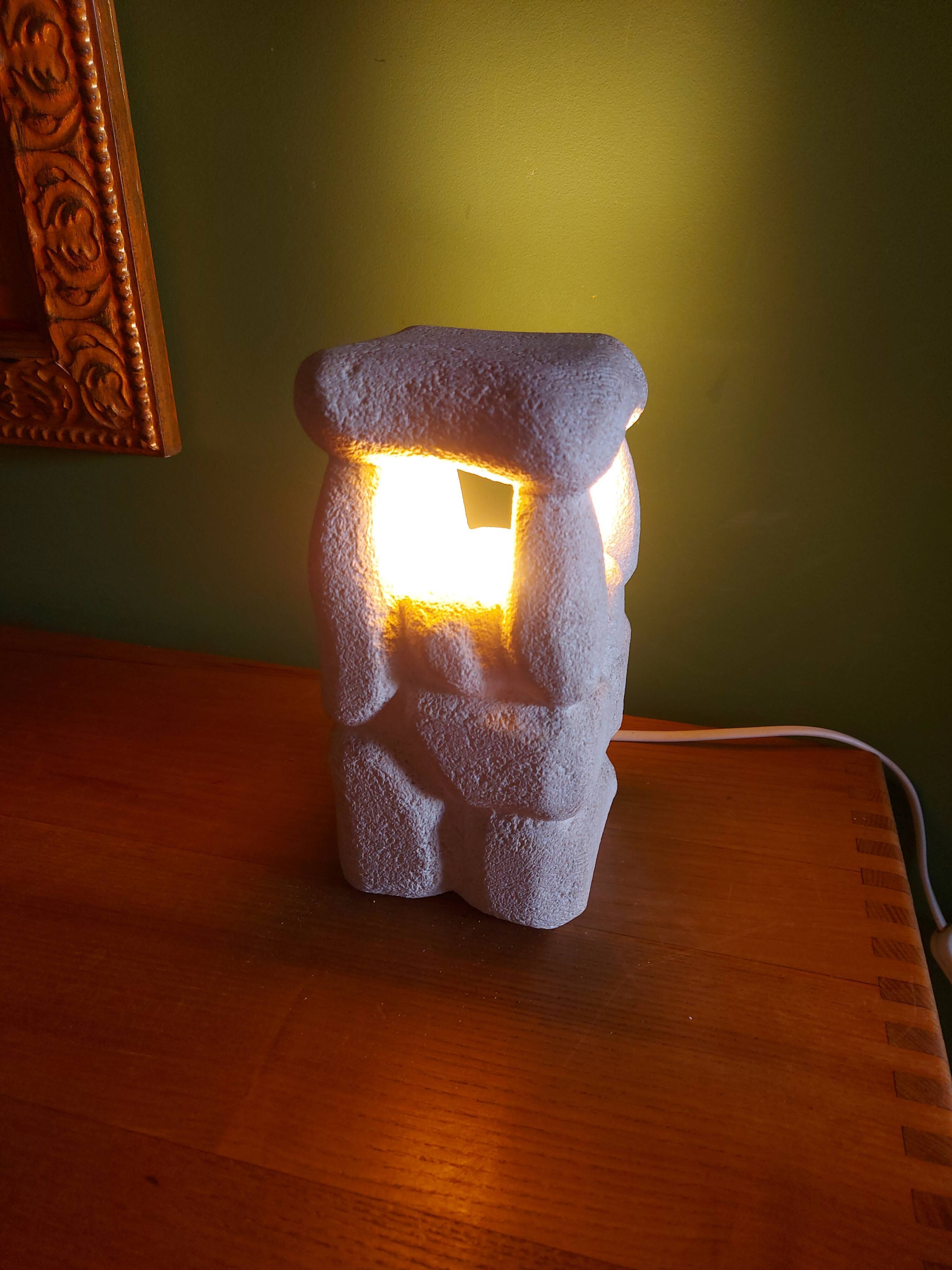 Albert Tormos carved stone lamp
