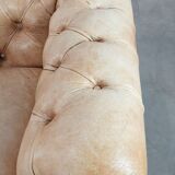 Chesterfield armchair made of cowhide leather in a light cognac colour