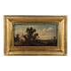 Godchaux. Oil on panel, animated landscape. 19th century