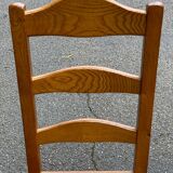 3 chaises bois massif paillées type ferme dossier haut