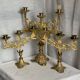 Set of 3 gilt metal candlesticks from the early 20th century.