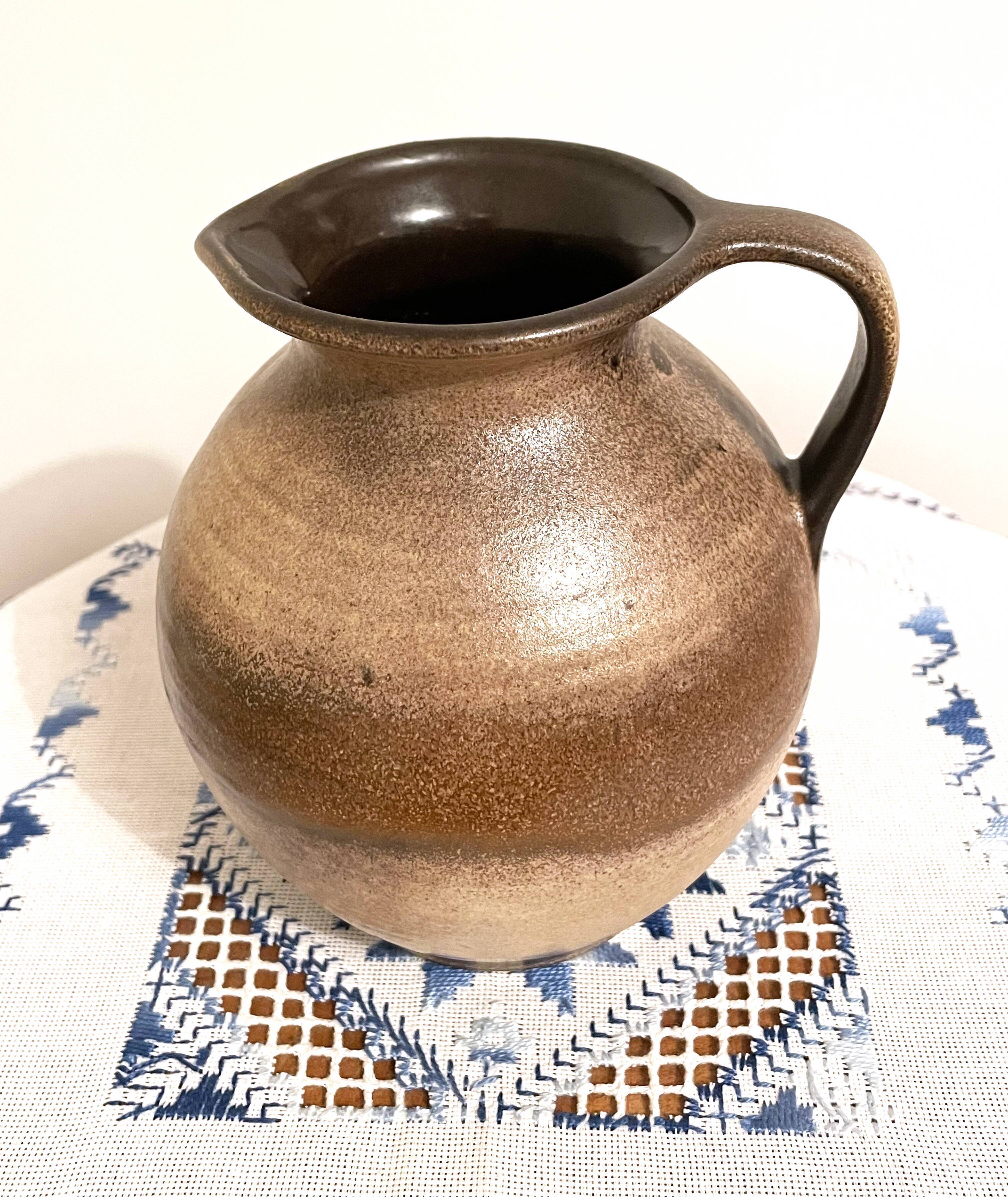 Scheurich 603-15 brown-beige vase or jug with handle, west german art pottery (wgp)