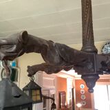 Gothic neo-gothic gargoyle chandelier 19th in carved wood lampshades day lanterns