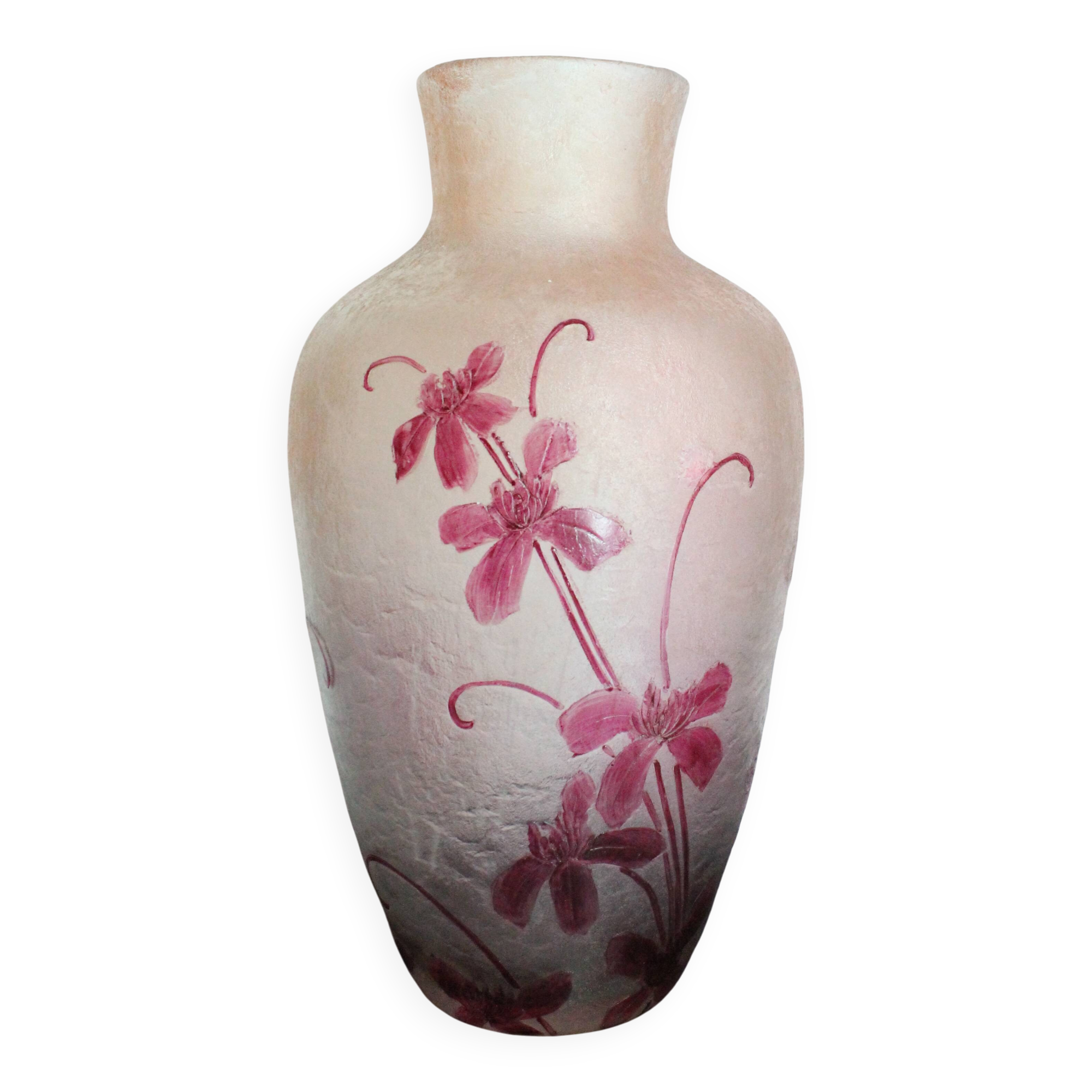 François Théodore Legras ovoid vase with floral decoration, Rubis Art Nouveau series.