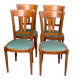 4 chaises de salle à manger en bois massif et tissu vert Louis Philippe 198