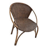 Fauteuil en rotin, années 60-70