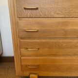 Vintage chest of drawers in wood and golden brass handles