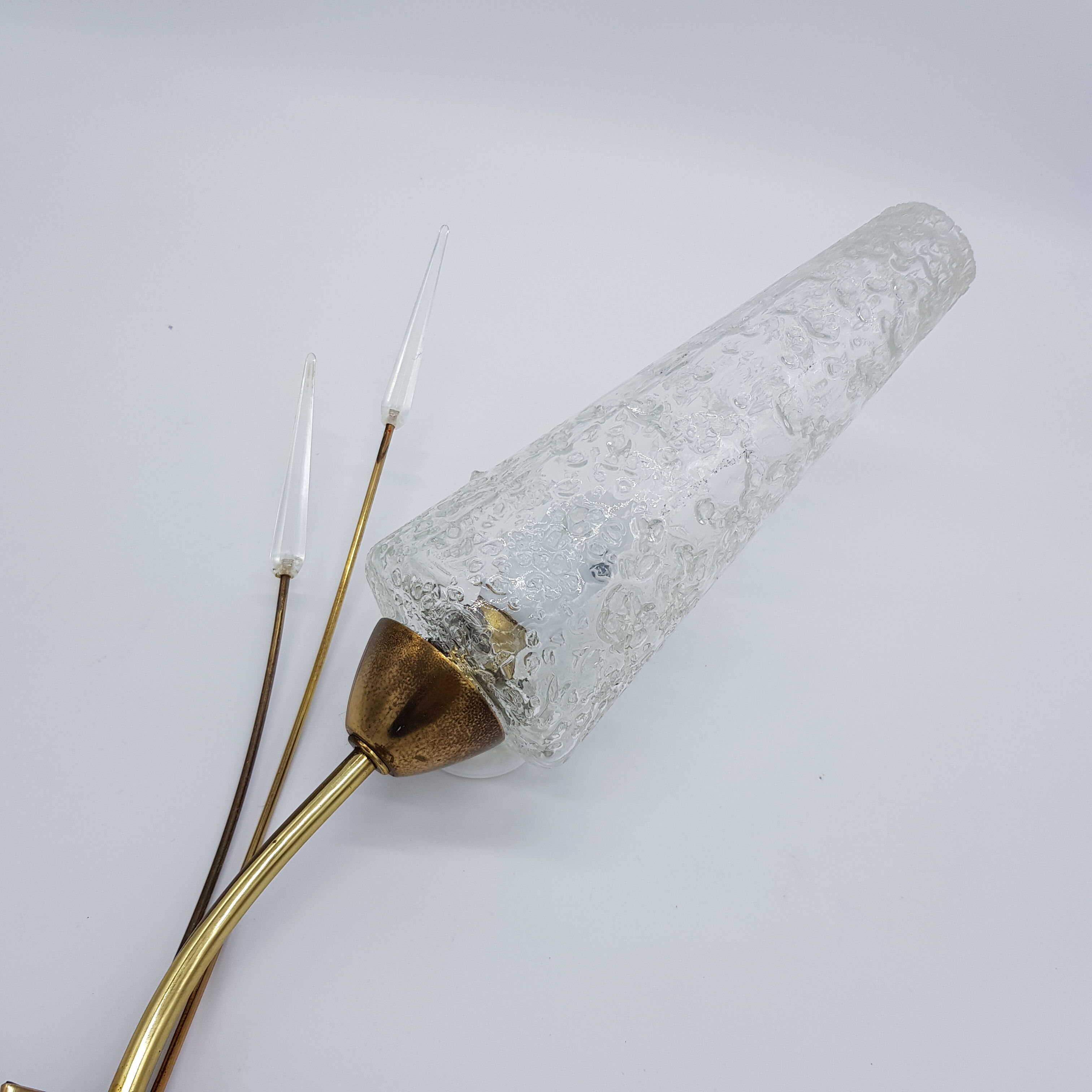 Wall light 50s 60s golden brass and glass shape cob