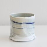 Handcrafted glazed ceramic mug, signed