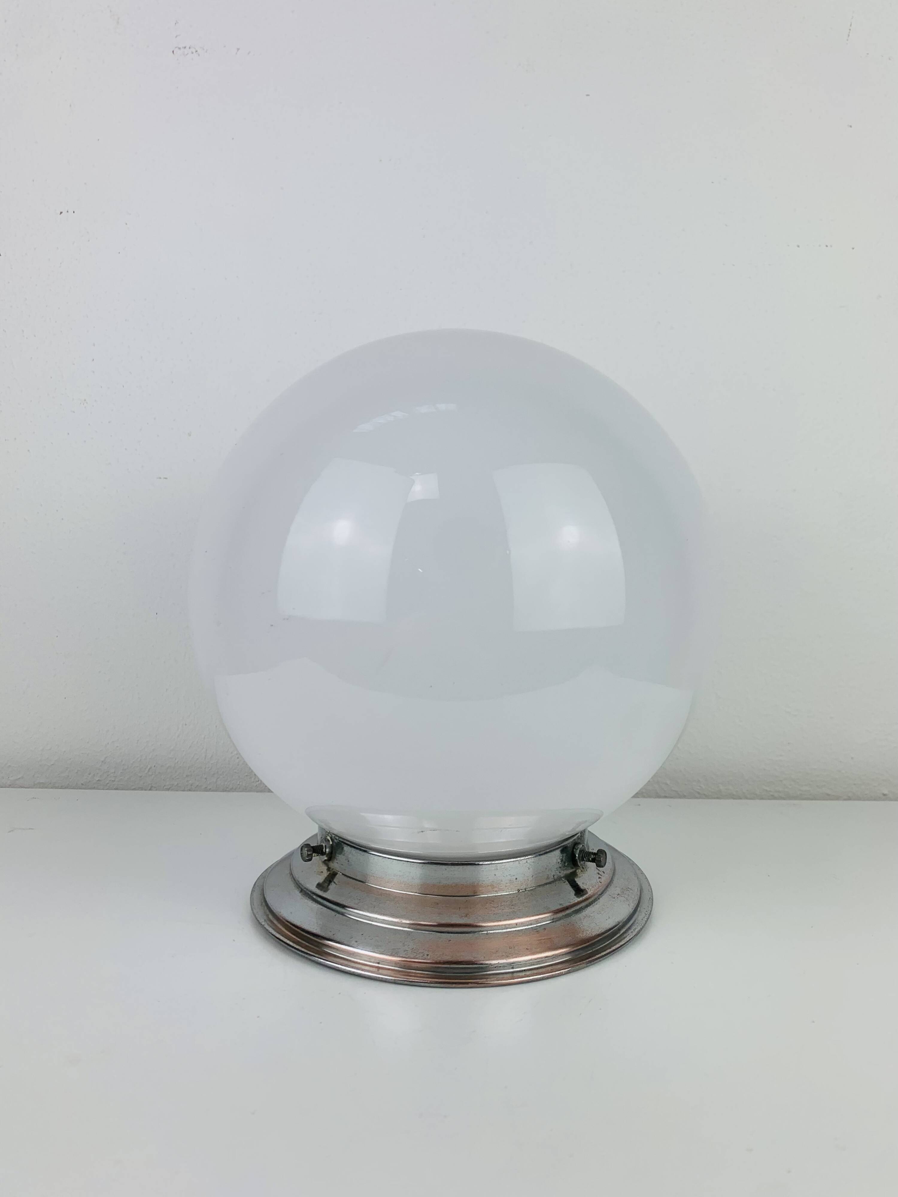 Art Deco opaline glass globe wall light, ceiling light
