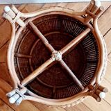 Wicker and rattan ball pouf. 70s/80s