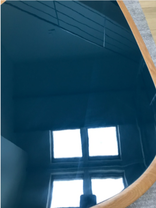 Coffee table fifties wide peacock blue laque Red Edition