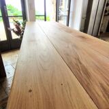 Table de drapier en chêne massif doré 230x73cm deux tiroirs