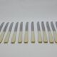 Household box of 12 vintage stainless steel knives and unbreakable resin