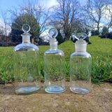 Set of 3 retro glass bottles