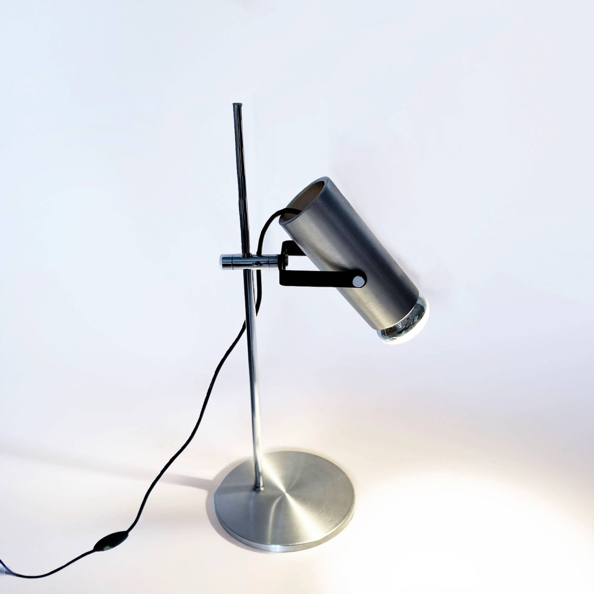 Lamp de Bureau en Aluminium et Chrome Vintage des Années 1970