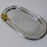 Flat foie gras service in silver metal and brass