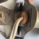 Small bedside lamp with clip, vintage painted flowers